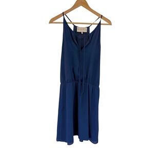 Charles Henry Navy‎ Blue Spaghetti Strap Tie Neck Mini Dress Size S
